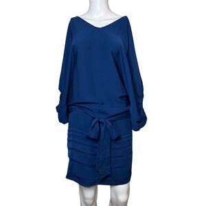 Diane Von Furstenberg Front Tie overlapping Mini Dress Blue Size 6